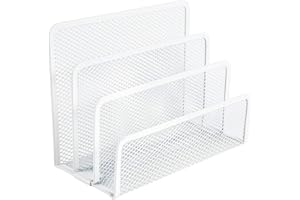 ‎VANRA VANRA Briefablage Metall, Briefständer mit 3 Fächern, Schreibtisch Organizer Zeitungsständer für Schule Bürozubehör, Weiß