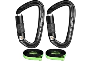 NATHRBTV Mosquetones Escalada Equipo Alpinismo Dos mosquetones autobloqueantes 25KN con certificación UIAA Cuerda Nailon 23KN Mosquetones Escalada para Alpinismo Escalada Equipo de Emergencia Senderismo