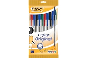 BIC Cristal Original Stylos-Bille - Couleurs Assorties, Un Paquet de 10