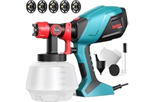 ENEACRO System natryskowy 700 W HVLP pistolet lakierniczy z pojemnikiem 1200 ml, regulowana prędkość przepływu i kąt natryskiwania, 5 dysz mosiężnych, regulowany wzór natrysku o 360°, do użytku