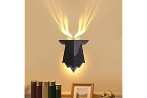 Fuloon Deer Shadow Wall Lamp with Remote Control, 1800mAh Rechargeable Battery Operated Wall Sconces, 3 Levels of Brightness Adjustable, 3 Timing Functions, Suitable for Bedroom,Living Room,Corridor