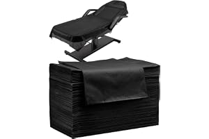 YAYODS 100 stycken engångslakan – 180 x 80 cm engångs massagesäng mjukt fleecetyg – svart engångs massagebord överdrag lakan – engångs spännlakan dyna engångs sängkläder kosmetiskt fåtölj överdrag