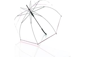 derby Parapluie long Hit Lang AC Transparent Pink I avec fonction Duomatic I pour femme avec bouton-poussoir I S'ouvre d'une simple pression sur un bouton I Forme cloche I Stable et résistant au vent