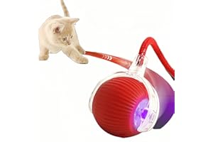 Rcxnm Interaktives Katzenspielzeug Ballspielzeug mit Seil, Magic Ball Hund,Rot