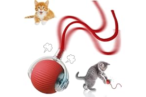 STFYUG Palla Di Giocattoli Interattivi per Gatti, Palla Interattiva per Cani, Pallina Interattiva per Gatto, Pallina Gatto Interattiva, Palline Rotante a 360° Adatta per Gatti e Cani (Rosso)