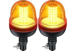 AUTOUTLET 2 Pezzi 60 LED Luce Lampeggiante Rotante Ambra 12V/24V,Luce Stroboscopica per Auto con 3 Modalità di Lampeggio, Impermeabile,E9,per Camion Trattore e Rimorchio