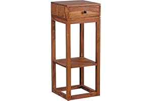 ‎FINEBUY MÖBEL ZUM WOHLFÜHLEN FineBuy Möbel zum Wohlfühlen Massiver Beistelltisch PATAN Holz Massiv 90 x 35 x 35 cm, Telefontisch mit Schublade für Flur Anrichte, Moderne Konsole mit Ablage Braun