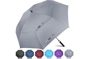 ‎ZOMAKE ZOMAKE Regenschirm Sturmfest Groß,Golf Umbrella M/L/XL/XXL Stockschirm mit Auf-Zu-Automatik für Herren Damen - Übergroß Doppelt Überdachung Stockschirm Mit Tragegurt Für Herren(Hellgrau-1)