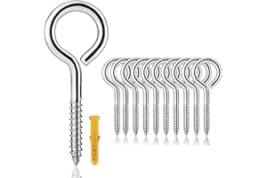 Rhimooay Ösenschraube 304 Edelstahl 10 Stück, Ringschraube Robuste Rostfrei, Schraubösen, Ringschraube, Haken Zum Schraubhaken, Ösenhaken um eine Wäscheleine zu Spannen Weihnachtsgirlande（M3-40mm）