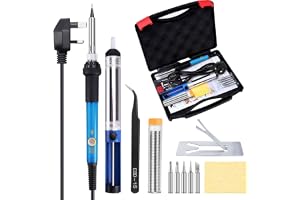 TABIGER Soldering Iron Kit - 60W Temperature Adjustable Electric Solder Iron Gun Welding Set with Toolbox (12 Pieces kit)