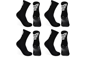 Gogogoal 4-Pairs Non-slip Football Socks for Men Women, Cushioned, Breathable, Cotton, Grip Sports Sock for Soccer Rugby Cricket Yoga Pilates Tennis Cycling Hiking