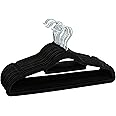 50 Velvet Suit Hangers Black - Heavy Duty Velvet Clothes Hangers - Premium Non-Slip Hangers for Clothes - 360 Degree Swivel Hook Coat Hangers Adult - Sturdy to hold Jacket or Trouser - By livel