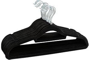 Livel 50 Velvet Suit Hangers - Heavy Duty Black Clothes Hangers With Non-Slip Premium Finish - 360 Degree Swivel Hook for Coats, Jackets, and Trousers