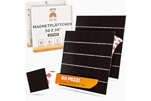JAWAONLINE JAWA Piastre magnetiche adesive 3M - 50 pezzi Piastre magnetiche adesive - Piastre magnetiche 30x30 mm - Magneti adesivi ritagliabili - Mini magneti flessibili piatti