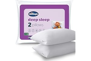 Silentnight Poduszki do głębokiego snu, 2 sztuki – średnie podparcie, wygodne łóżko z włókna wydrążonego na przód, tył i na boku, można prać w pralce, hipoalergiczne, w standardowym rozmiarze, białe