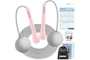 UOPON Springseil Erwachsene Fitness, Springseil Ohne Seil Mit Großer Kabelloser Ball & Trainingsposter, ABS Einstellbar Rutschfeste Griffe Workout 3M Jump Rope für Männer, Frauen, Kinder & Erwachsene