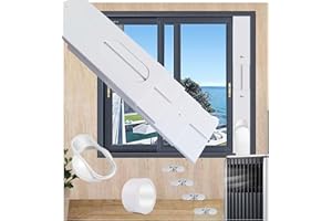JIANZHENKEJI Mobile Air Conditioner Sliding Window Seal Sash Kit for Portable Unit,Air Con Exhaust Hose with 5.9 Inches Diameter,Adjustable Max Length to 60 Inch, White (M-AC-WS4-01)