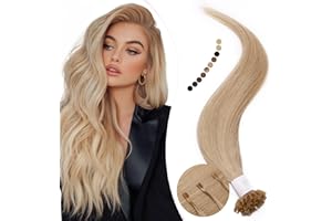 Elailite Extension Cheveux Naturel Keratine a Chaud Kératine #24 BLOND CLAIR Rajout Cheveux Humain 25 Meches Lisse Bongding Extensions U Tip 20g 35cm