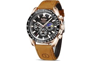 HANPOSH Orologio Uomo Cronografo Orologio Analogico Quarzo Moda Casual Orologio 30M Impermeabile Orologio da Polso Elegante Orologio in acciaio Data Luminosi Cool Orologio da Uomo