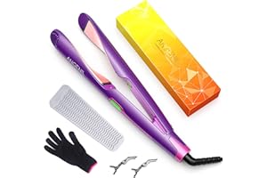 Prostownice i lokówka 2 w 1 dla kobiet, prostownica i lokówka ANGENIL w jednym, profesjonalne żelazko z żaroodporną matą silikonową Etui z regulacją temperatury Podwójne napięcie