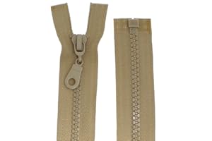 ‎ERLIF Reißverschlüsse Kunststoff Plastik Reißverschluss grob 5mm teilbar (60 cm, beige)