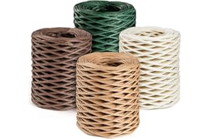 Mocraft 4x50m Papierkordel Papierdraht Natur Dekodraht Eisendraht zum Basteln Floristik Ø 2mm(Natur Beige Dunkelbraun Dunkelgrün)