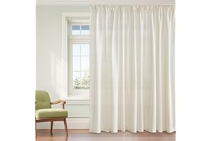 PONY DANCE Cortinas Grandes para Salon 300x245cm(AnchoxAlto) Cortinas de Lino Translucida para Riel para Habitacion Matrimonio/Dormitorio Juvenil, 1 Pieza, Crema