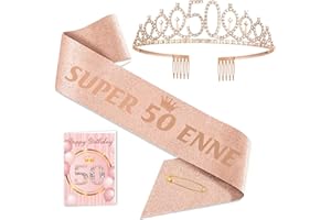 Toctax Fascia Corona Compleanno Personalizzata con Biglietto, Regali Gadget per 18 30 40 50 60 70 80 Anni, Idee Regalo e Decorazione per Donna