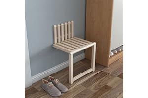 MYEBP Folding Wall Chair Invisible Wall-mounted Entryway Bench, Wooden Shoe Bench Folding, Bearing Capacity 150kg Shower Seat, Creative Hollow Design, For Hallway Bathroom Living Room