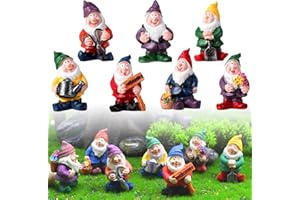 xlwen Nain de Jardin, 7 Pièces Gnomes Figurine, Résine Miniature Statue,Utilisé pour Le Jardin Conte de Fées, la Décoration Pelouse, la Décoration Intérieure ou Extérieure et Cadeau