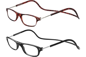 TBOC Pack: Lunettes de Lecture – (Deux Unités) Dioptrie +3.50 Monture Marron Écaille et Noir Femme Homme Aimant Fermeture Pliable Régable Magnetique