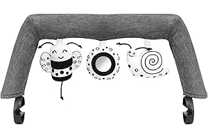 iGRATENS Baby Bouncer Toy Bar, Barra de juguetes para Baby Bouncer Bliss and Balance Soft con 3 PCS Cute Sensory Toys, Fácil de poner y quitar, Skin -Friendly, Lavable a máquina, Blanco y Negro, Suave