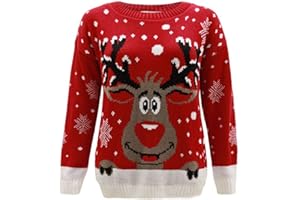 GirlzWalk Kids Girls Boys Unisex Star Rudolph Novelty Christmas Jumper Sweater from Age 3 to 14 Years Old