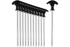 COM-FOUR® 12x piquets de Tente en Acier - piquets de Sol Robustes avec Filetage pour Le Camping et l'extérieur - idéal pour Les sols normaux et durs avec Une poignée en T 0170x7mm