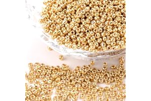 LA BOUTIQUE DE KARINE Lote de 1000 perlas de rocalla, diámetro de 2 mm, doradas, para artesanías