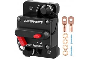QWORK® 40A Automatisk strömbrytare för bil, 12V-48V DC, manuell återställningsknapp, för bil, båt och DC-ljudsystem