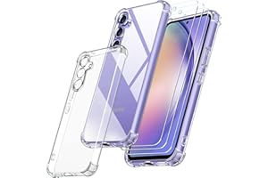 ‎IVOLER iVoler Etui do Samsung Galaxy A54 5G, odporny na wstrząsy miękki zderzak TPU i 3 sztuki folia ze szkła hartowanego, ultra cienka przezroczysta silikonowa obudowa ochronna