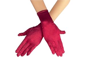 AUSUAYA Gants d'opéra courts en satin pour femme, longueur poignet des années 1920, gants de mariée pour soirée, danse, fête, église, mariage GB-WG-S-G1