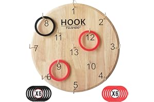 TUAHOO Hoopla Ring Toss Game for Kids Adults Indoor Outdoor Family Fun, Wooden Board Hoops Wall Games, Hookey Ring Tossing Game for Garden, Party, Office, Backyard, 12 Inch