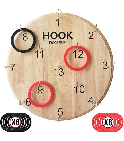 Jeu De Lancer Anneaux En Bois - Set Familial Avec Poteau Et Base - Pour Intérieur Et Extérieur - Cadeau Fête Ou Jardin
