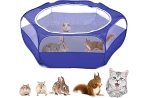VavoPaw Recinzione per Piccoli Animali Domestici, Recinto Portatile Pieghevole Recinto Impermeabile con Cerniera per Interni o Esterni, per Gatti Conigli Furetti Criceto Scoiattolo - Blu Scuro