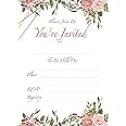 Set of 25 Floral Invitations Include 25 envelopes. Quality & Heavy 14 pt. Paper Matte with envelopes Included. Flower Invitation for Bridal Shower, Wedding, Baby Shower and Birthdays.