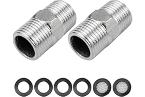 Honatrv Rosca Exterior Conector de Extensión de Manguera de Ducha, 1/2" de Acero Inoxidable Doble Conector, Conectores Rosca Doble Macho para Tuberías