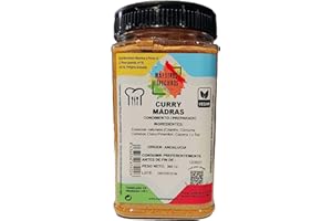 ALHAMBRAGOLD Curry en Polvo 360 Gramos – Especias Indias Auténticas – Apto para Veganos y Sin Gluten – Curry Madras Gourmet Intenso – Fabricado en España – Mezcla de Cilantro, Cúrcuma, Comino y Cayena