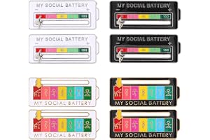 Fukaisu 8 St Glidande Märken för Social Energibar, 2 Stilar Träning och Batteri Kulmärke 7 Dagar Min Sociala Energi-Glidare Söt Emaljnål för Ryggsäckar Jackor Mössor