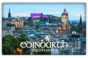 MUST HAVE SOUVENIRS Scotland Scottish PU Fridge Magnet Lion Rampant Tartan (Blue)