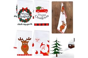 MILIAFLICK Geschirrtuch Weihnachten 4er Küchentuch 60 * 40 cm Weihnachtsmann Rentiere Geschirrtuch Baumwolle Saugstark Küchentuch Weihnachten Küchentücher Winter Weihnachtsgeschirrtücher