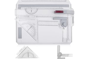 GOMETY Zeichenbrett A4, DIN Zeichentisch mit Schiebelineal, Multifunktionaler Zeichenplatte Paralleler Bewegung Winkelverstellbarem Messsystem für Office Arbeiten Designer Ingenieure Studenten Studium