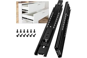 AOLISHENG Glissiere pour tiroir 300 mm Glissière de tiroir latéral rail coulissant coulisse tiroir sortie totale à bille pour placard et cuisine 45 kg Charge Noir 1 Paire(2 pièces)