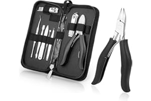 WELLEHOMI Toenail Clippers for Thick and Ingrown Nails, Black Nail Clipper Kit and Professional Podiatrist Toenail Clippers Heavy Duty Nail Scissors Toenail Treatment Tools Kit for Men Women Elderly